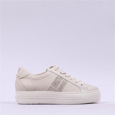 Paul Green Side Panel Laced Trainer - Beige Sparkle
